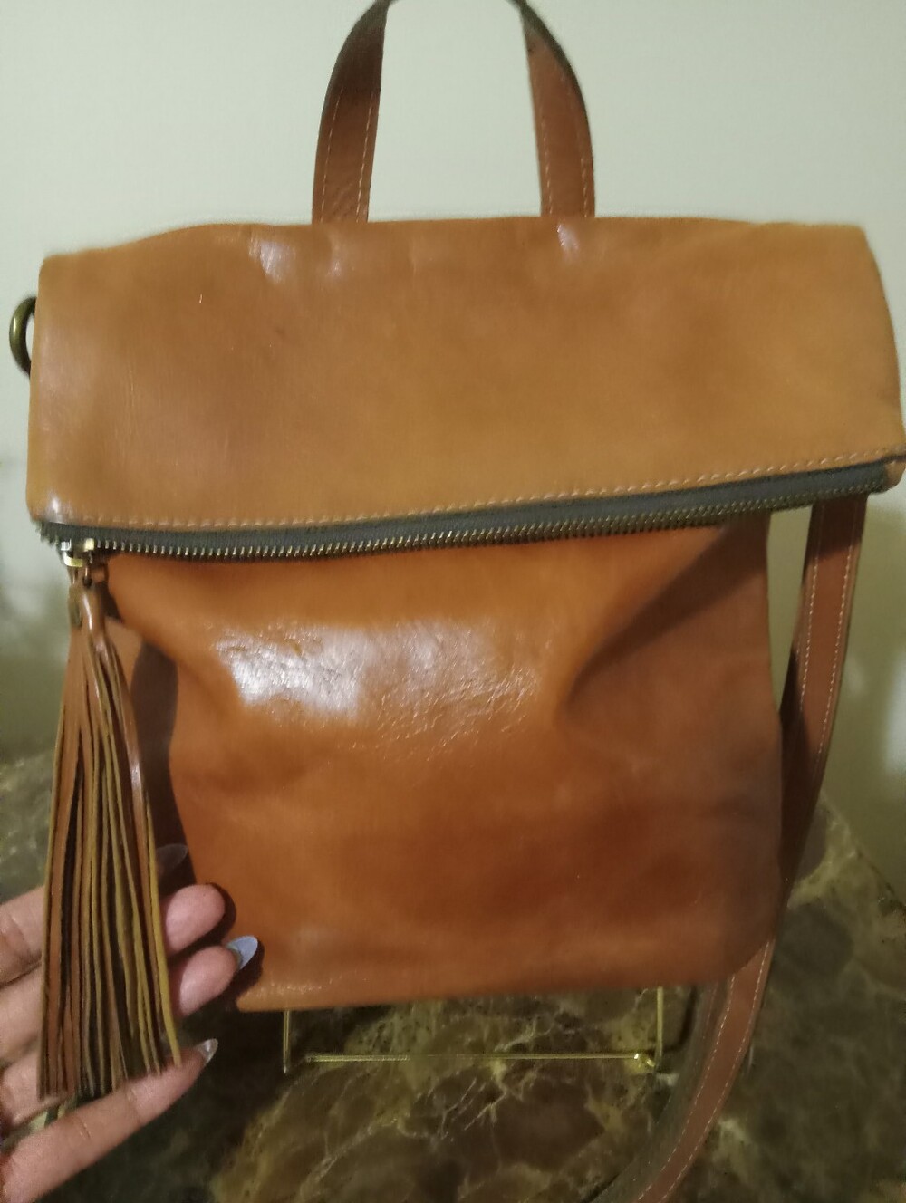 Patricia Nash Brown Leather 3 way Backpack  GUC